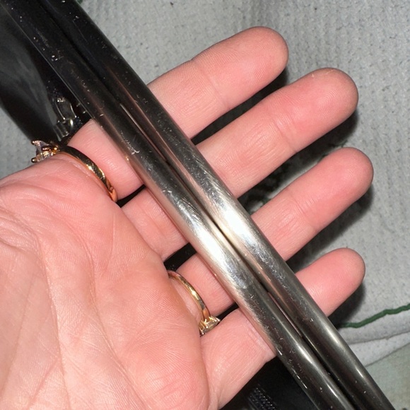 HOBO Black leather Clutch with Silver Accents pocket on back blue int cute new - Picture 10 of 13